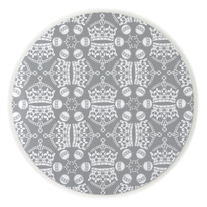 Melamine Round Placemat in Grey Jubilee Crown Orb Print