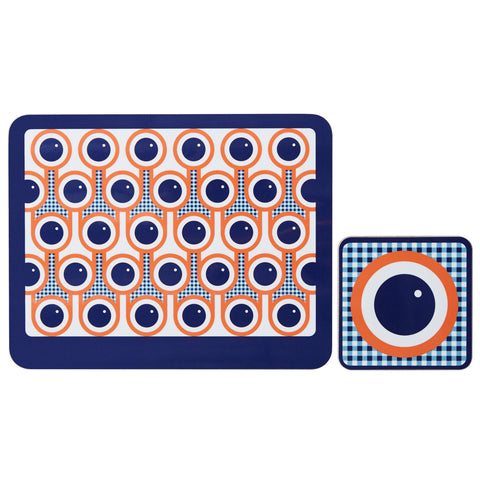 Melamine Placemat Coaster Set in Blueberries Print