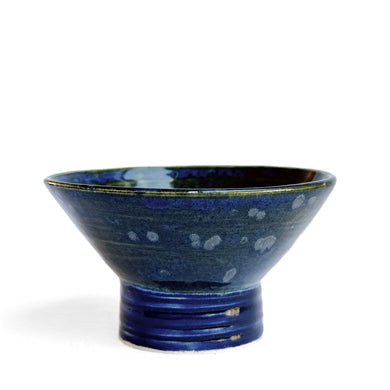 Blue green crystal glazed short pedestal bowl