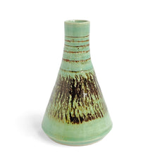 Green celadon glazed tapered vase with chattered pattern