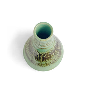 Green celadon glazed tapered vase with chattered pattern