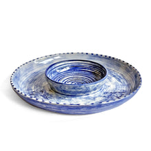 Cobalt blue wash gyoza plate