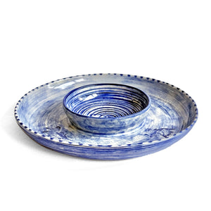 Cobalt blue wash gyoza plate