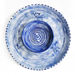 Cobalt blue wash gyoza plate