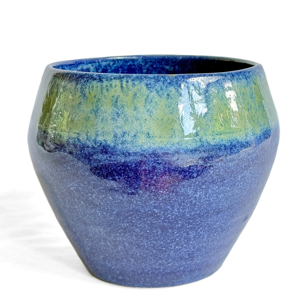 Deep blue glazed pot