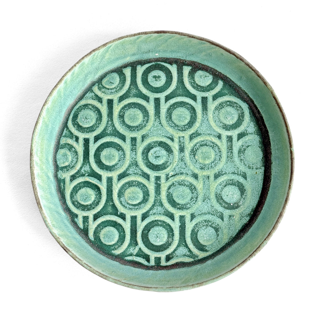 Nogime turquoise glazed geometric pattern plate