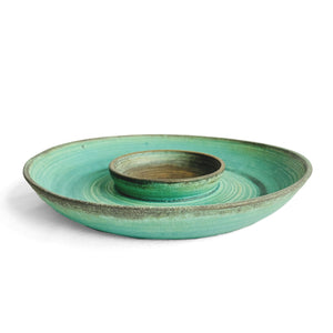 Nogime turquoise glazed medium gyoza plate