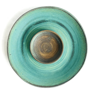 Nogime turquoise glazed medium gyoza plate