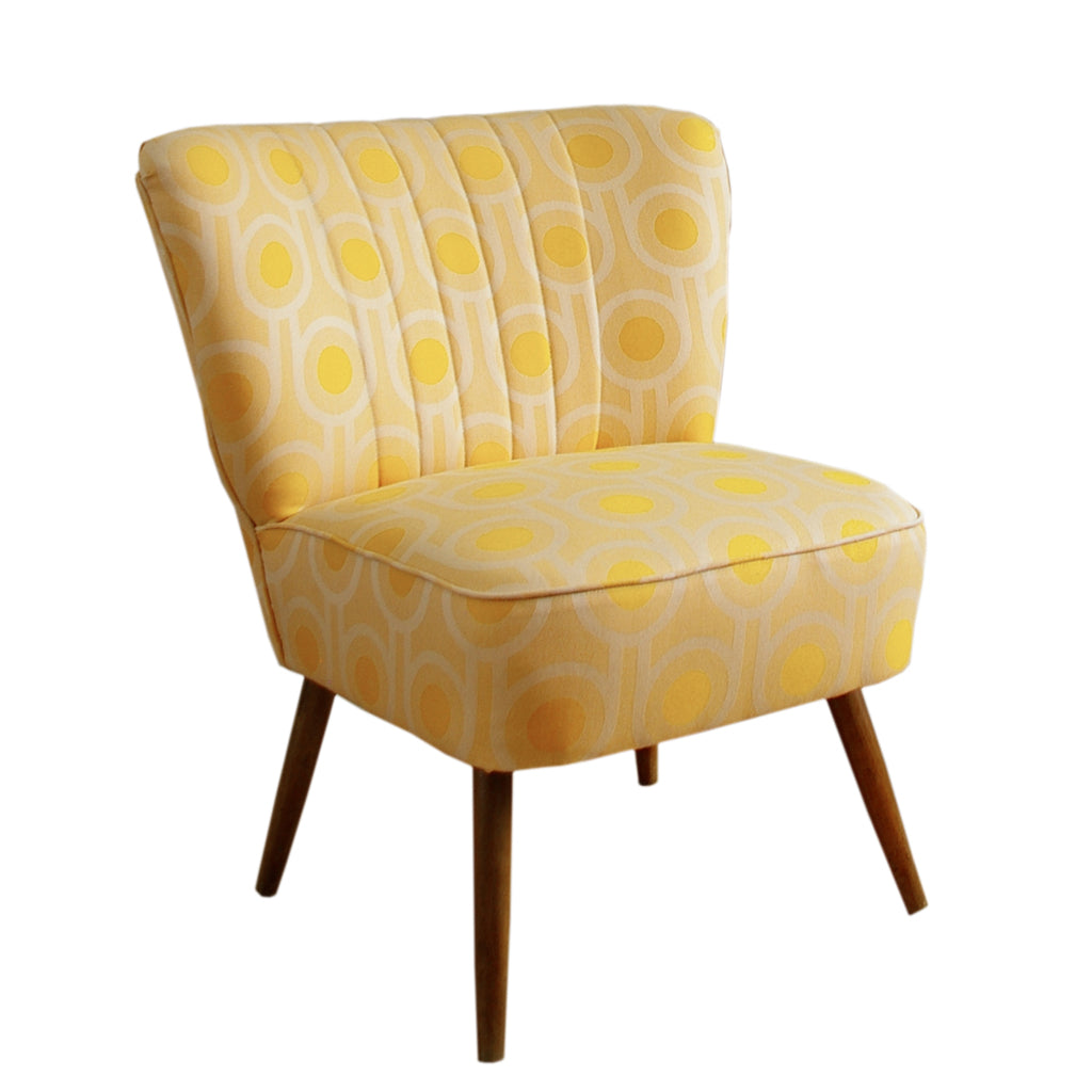 Vintage Cocktail Chair in Benedict Dawn Large Repeat woven wool fabric