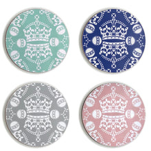 Melamine Round Placemat Coaster Set of 4 in Jubilee Crown Orb Prints