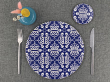 Melamine Round Placemat in Blue Jubilee Crown Orb Print