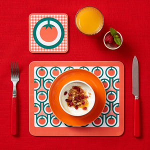 Melamine Placemat Coaster Set in Red Tomatoes Print