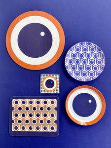 Melamine Round Placemat in Blue Blueberry Print