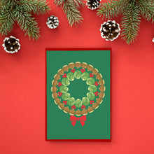 Christmas Card in Brussels Sprouts, Cranberries, Chestnuts Print