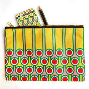 Zipper Pouch in Tomatoes Stripes Print